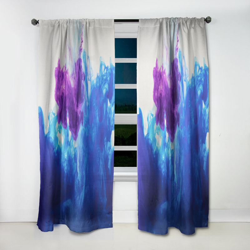 Rideau en lin bleu et mauve, L 52 po x L 108 po