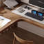Bureau en coin en bois massif de couleur noyer en forme de L-872479652-872479656