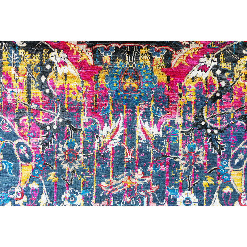 Hand Knotted Area Rug in Blue/Red/Yellow, Rectangle 9' x 12'
