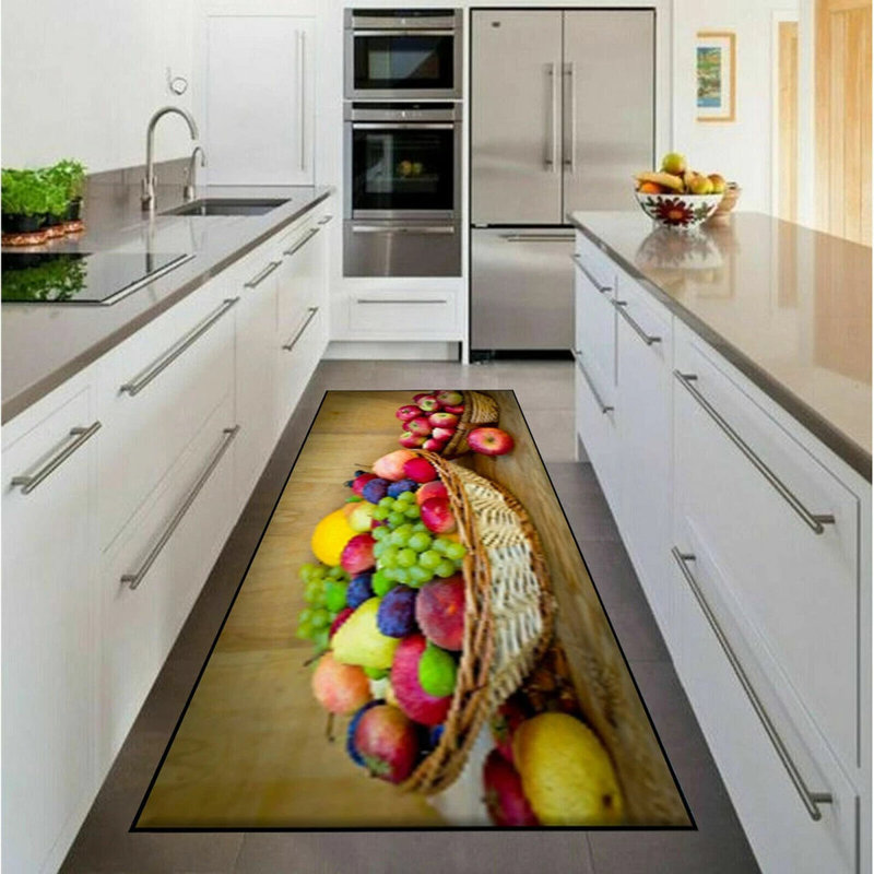 3D Fruit Kitchen Mat – Washable Non-Slip Runner Rug – Door Mat with Rubber Backing – Polypropylene, 50cm W x 150cm L