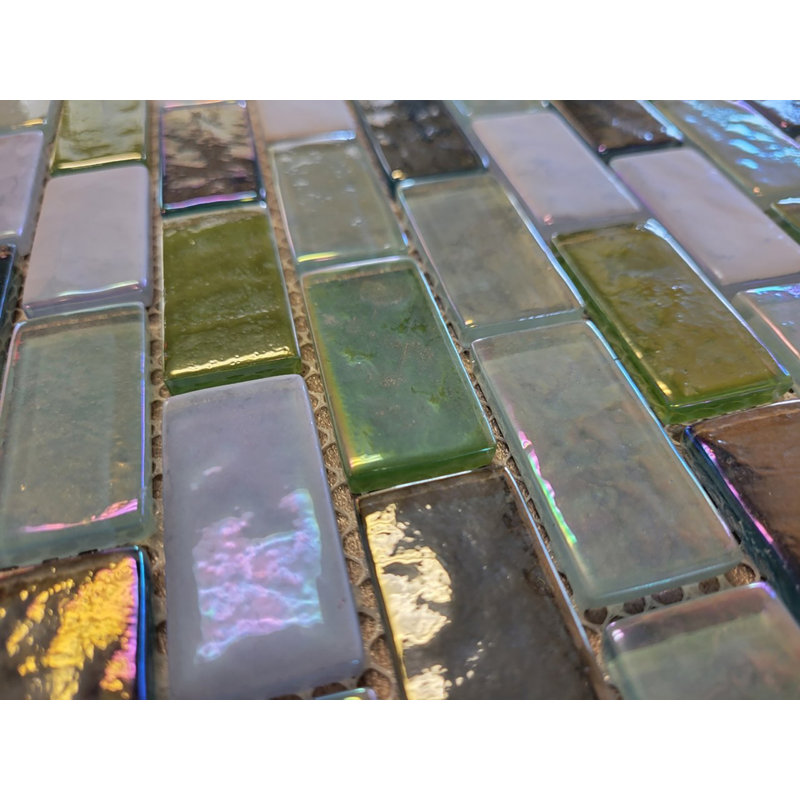 Carreau de mosaïque linéaire en verre 1 po x 2 po Bahamas