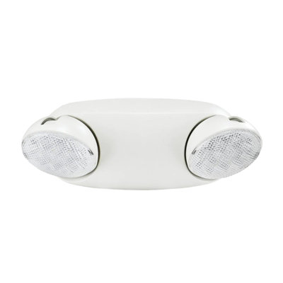 Éclairage d'urgence à DEL avec 2 lampes réglables rondes, 120 / 277VAC, pile de secours de 90 minutes, lumière d'urgence en plastique - blanc