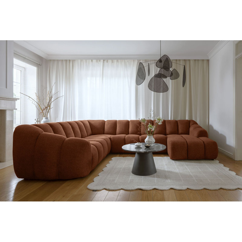 Shell 8 Seater Corner Sofa , Orange, Left Hand Facing
