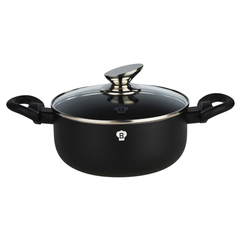6 - Piece Non-Stick Aluminum Cookware Set, Matt Black