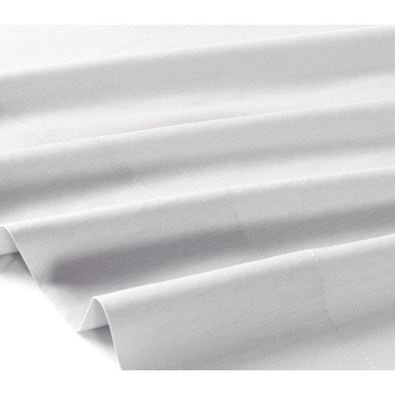 Ensemble de draps en bambou et rayonne avec taies d'oreiller, Blanc, Ensemble de draps pour lit simple TG + 3 articles 