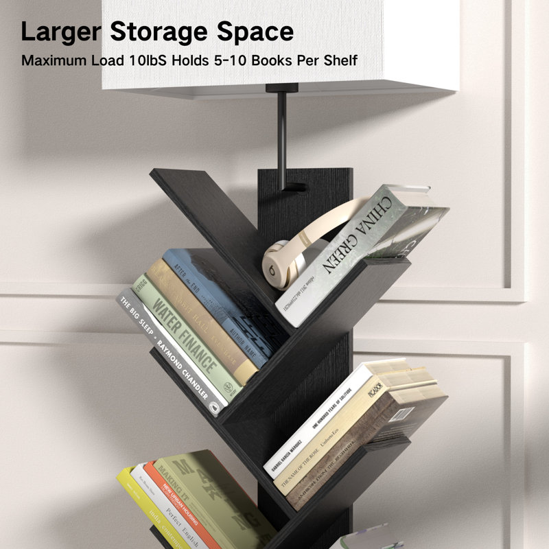 Bookcases With Led Light And Remote Control, 9-Tier Column Floor Lamp, Black