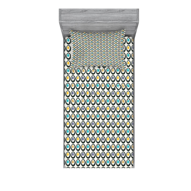 Microfiber Polka Dots Sheet Set, Twin Sheet Set with Fitted Sheet, Symmetric Polka Dots