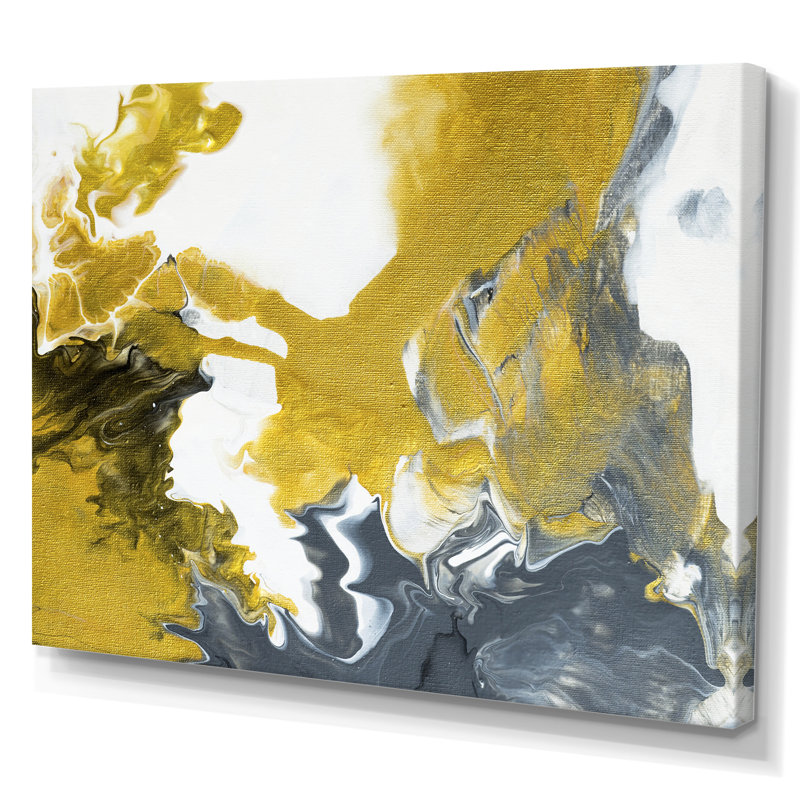 Vert et gris univers de marbre - peinture sur toile, Toile tendue, H 40 po x l 60 po