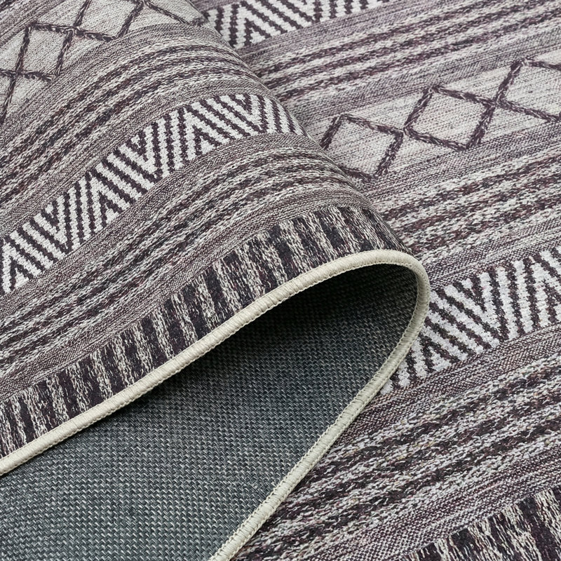 Tapis à motif géométrique marocain beige Thambiah, Rectangle 2 pi 8 po x 5 pi