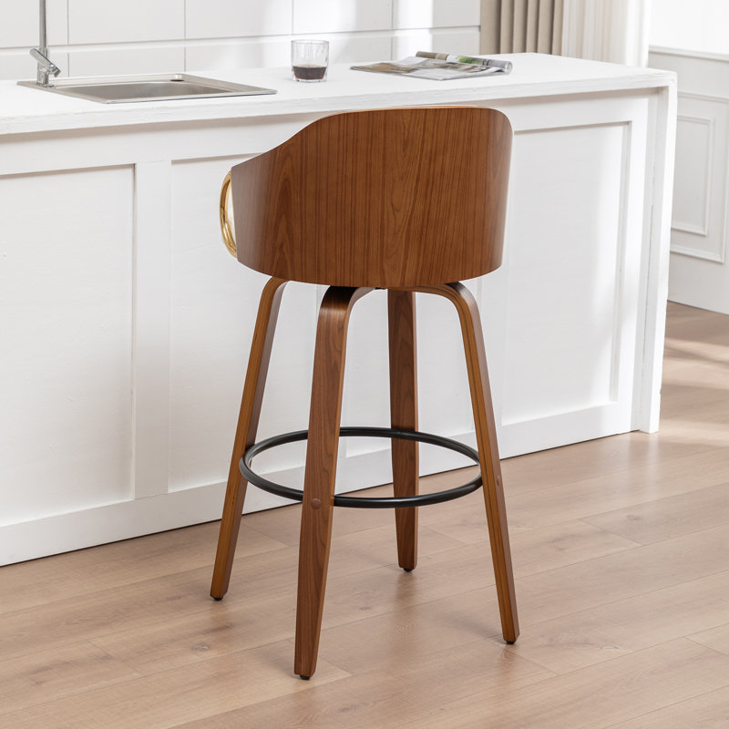 Swivel Upholstered Counter Stool, White, Bar Stool (30" Seat Height)