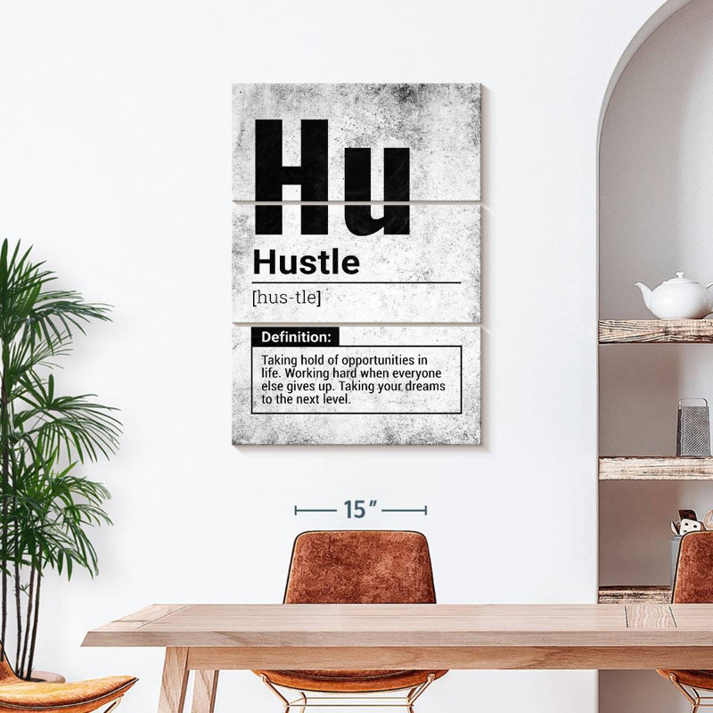 " Hustle Definition Grunge Multi Piece Canvas Print " 3 - Pieces, 45" H x 28" W x 1.25" D
