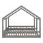 Lit plateforme simple, lit double, deux lits partagés, lit double en bois en forme de maison avec toit et garantie, facile à installer-1286705835