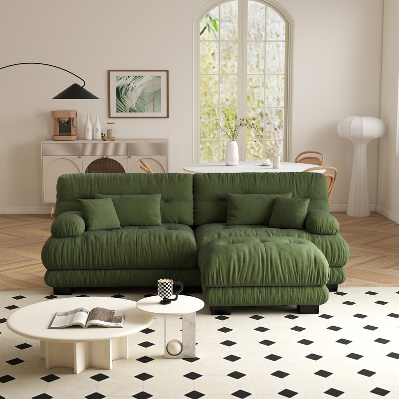 Modular Sectional Sofa Cloud Couch, Deep Seat L Shaped Couch, Modern Sectional Couches For Living Room, Comfy Soft Chenille Loveseat Sofa With 4 Pillows, Small Couches For Small Spaces
