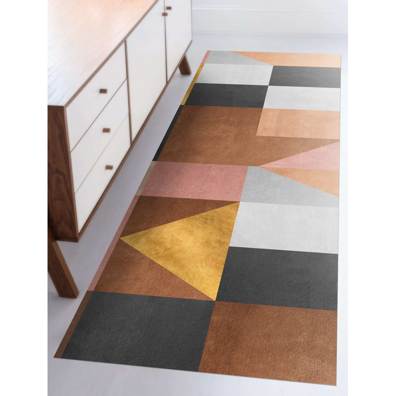 Nagata Vinyl Machine Printed 66cm X 250cm Area Rug