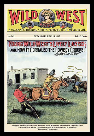« wild west weekly : young », affiche rétro de young sauvage west