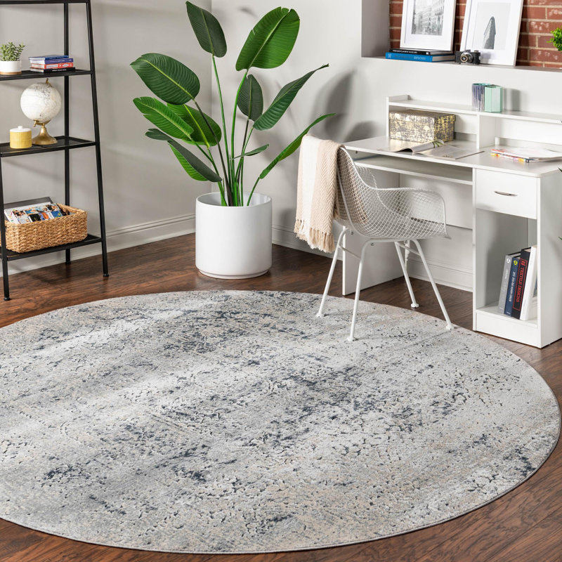 Tapis oriental gris Corteney, Rond 5 pi 3 po