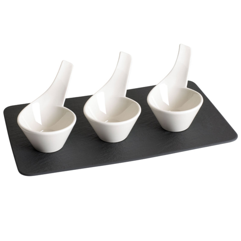 New Wave 4 - Piece Premium Porcelain Condiment Server Set