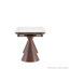 Table de salle à manger extensible à plateau en pierre: plateau de table en marbre blanc avec pieds en métal de couleur noyer. Une table de salle à manger rectangulaire d'inspiration moderne et luxueuse pour la maison, pouvant accueillir de 4 à 8 personnes.-129390097