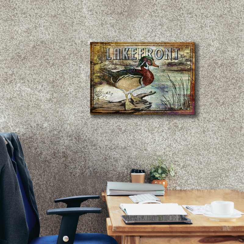 «Duck Sign II» par Paul Brent, art mural sur toile, H 18 po x l 26 po x P 0,75 po