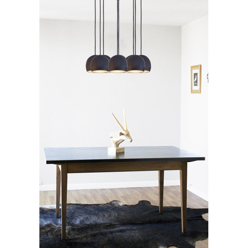 Lustre en forme de dôme à 8 lumières, Noir, H 56 po