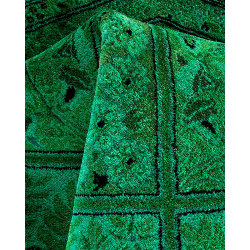Tapis noué à la main de conception unique Weirsky - vert