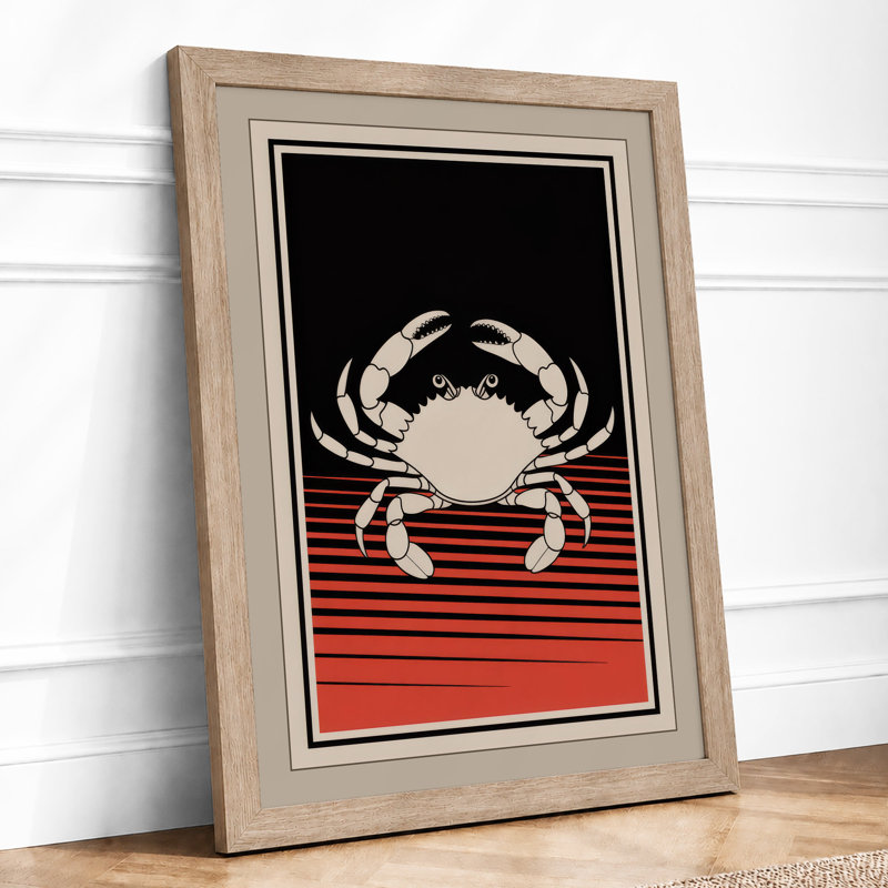 Crab Geometric - Framed Print, Oak, A4 - 29.7 x 21.0 cm