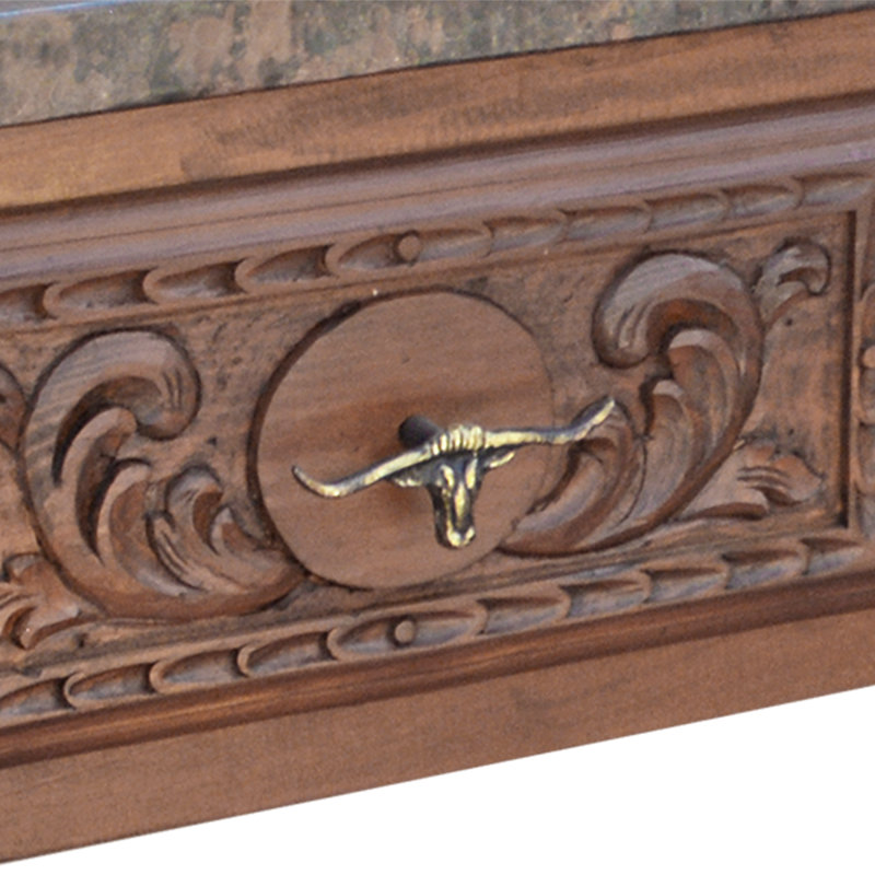 Console en cuivre fin avec cuir travaillé