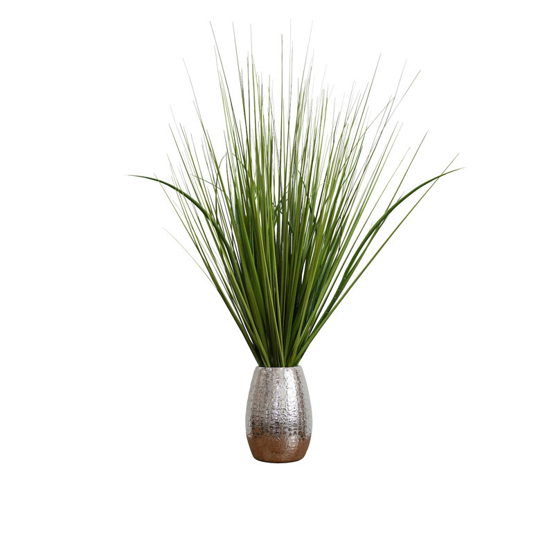 Herbe à feuillage artificiel en pot 30 po, Argent