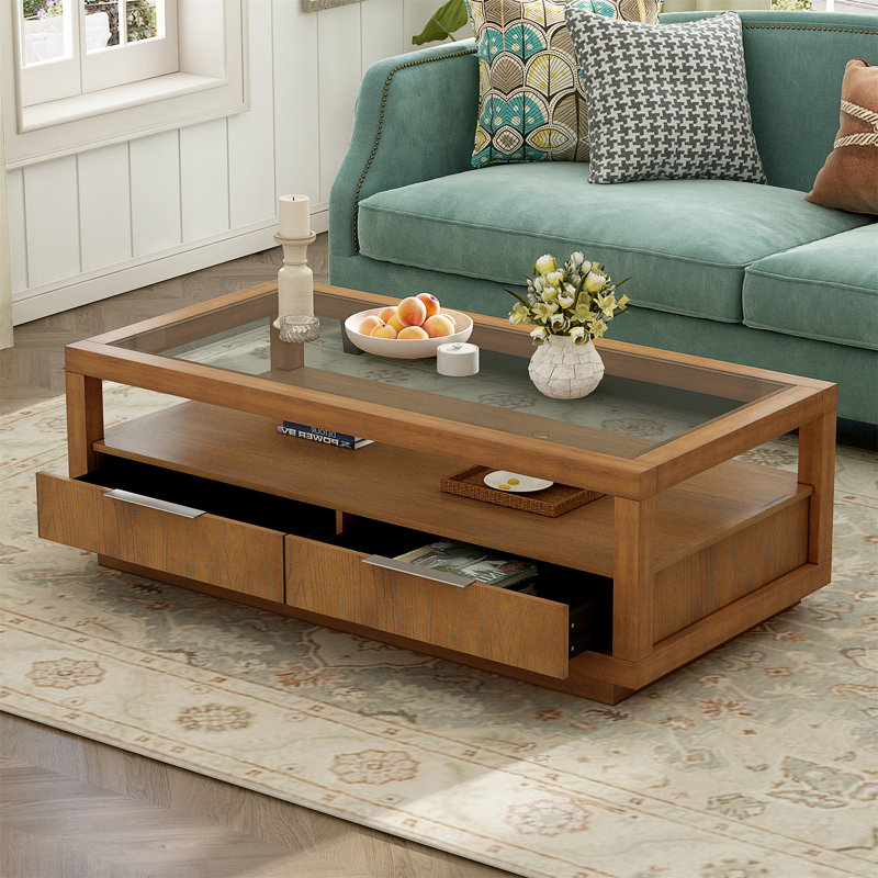 Glass Top Coffee Table, Brown
