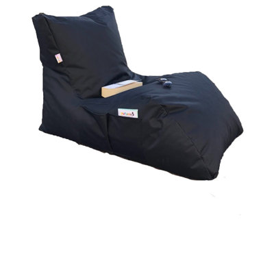 Premium Black Bean Bag Chair, 23.6 x 29.5 x 43.3 Inches | 100% Polyester with Waterproof Fabric, Recycled Styrofoam Bead Filling | Removable Zipped Cover, Perfect for Living Room & Relaxation Spaces