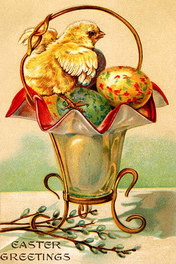 « pâques greetings », impression, H 30 po x l 20 po