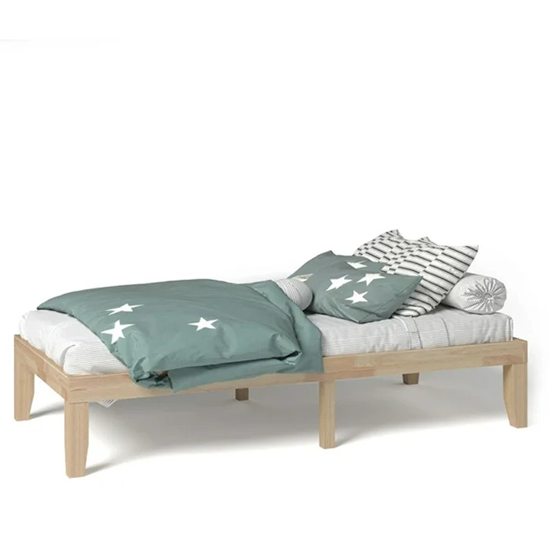 Swansea 14 Inch Height Solid Wood Platform Bed Frame With Slat Support, Natural, Twin