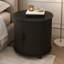 Table de chevet cylindrique moderne à 2 niveaux avec station de recharge et porte coulissante-509215072-509215074