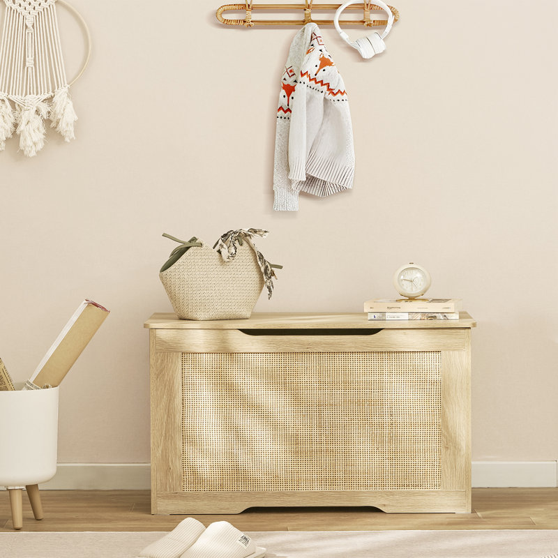 Coffre de rangement en rotin Bambina, H 19,68 po x l 29,52 po x P 15,74 po, Bois naturel