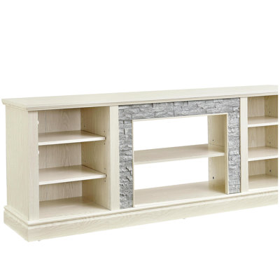 Grande tablette de rangement pour télé avec empilage de pierre, console de contrôle multimédia avec grand meuble de rangement, meuble télé moderne, blanc, l 70,12 po x P 15,35 po x H 25,83 po