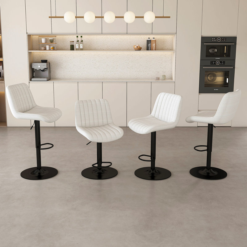 Swivel Bar Stools With Adjustable Height (35.03-43.7 Inches), Backrest, And Soft Knit Fabric - Ideal For Kitchen Island, Bar Counter, Dining Room, (Set Of 2)