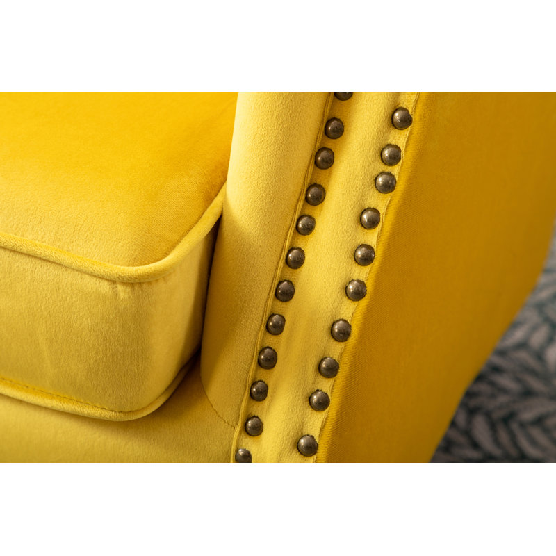 Kimmie Upholstered Club Chair, Yellow Velvet