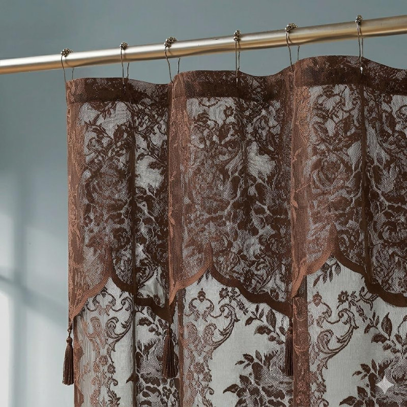 Rideau de douche en dentelle Cherrilyn, H 72 po x l 72 po, Chocolat