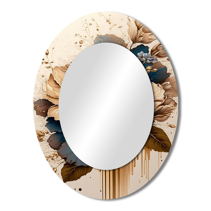 Miroir mural brun et bleu Hibiscus Bouquet III, 43 po x 33 po