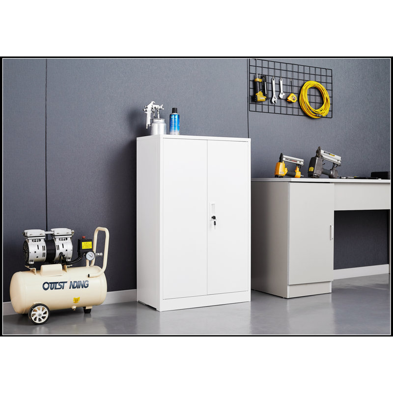Armoire de rangement en métal durable avec portes verrouillables, tablette réglable et conception pliante pour la maison, le bureau, l'école et le garage