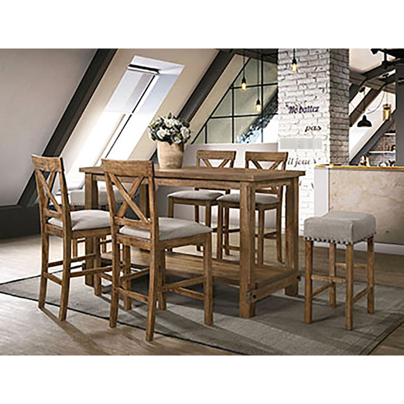 Chaises de comptoir rembourrées en lin brun clair - Paire de tabourets de hauteur gris patiné sans dossier, avec pieds pour l'esthétique de la chambre à coucher