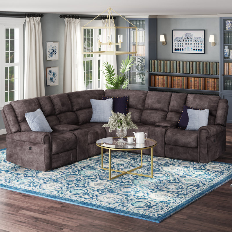 Macalla Reclining Corner Sofa, Dark Brown