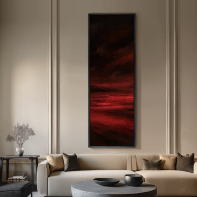 Large Framed Canvas Wall Art - Dramatic Abstract Landscape Prints - 60"x20"