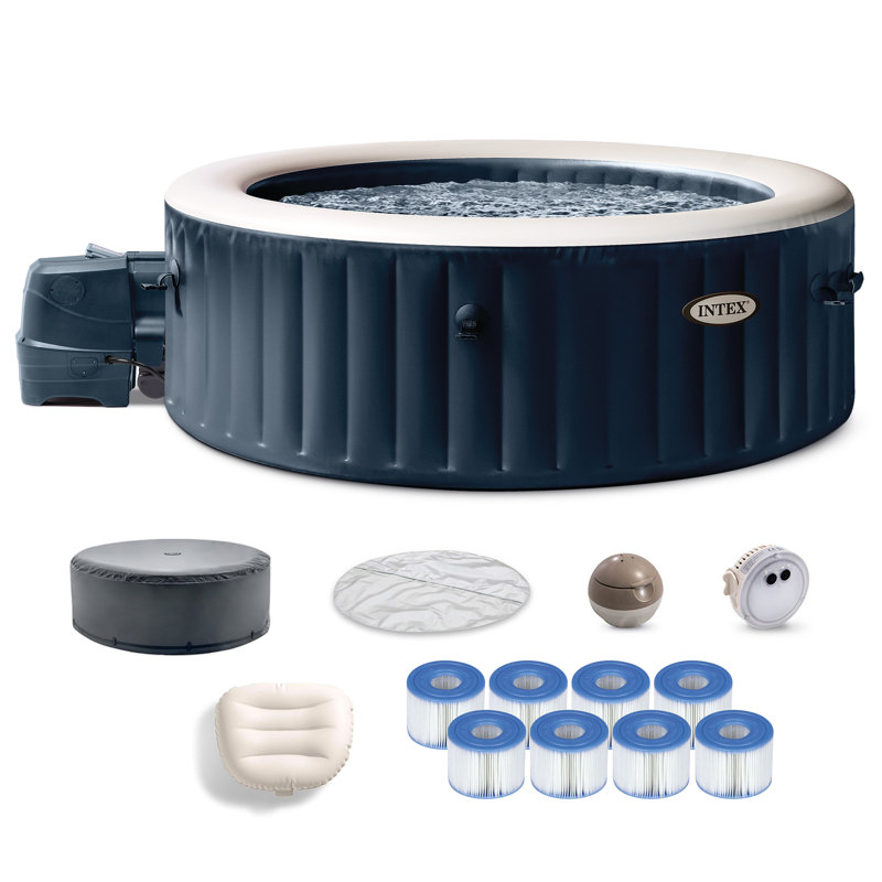 Intex 120 Volt 4 Person 140 - Jet Plastic Square Inflatable Hot Tub in Gray