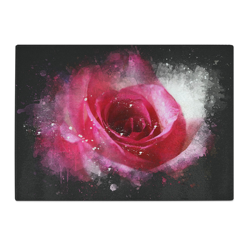 Rose Flower Vol.7 Paint Splash Chopping Board, 0.4cm H x 28.5cm W x 39cm L