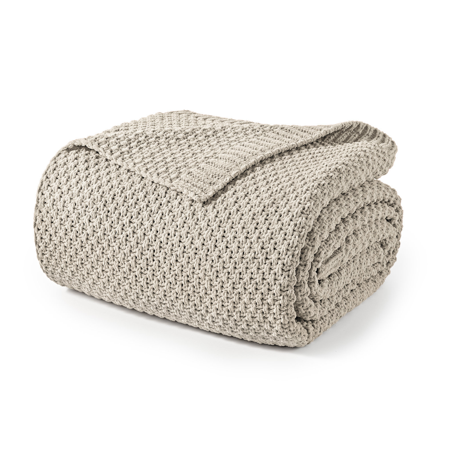 Chunky Chenille Weighted Throw Blanket, 90" L x 90" W, Warm Gray