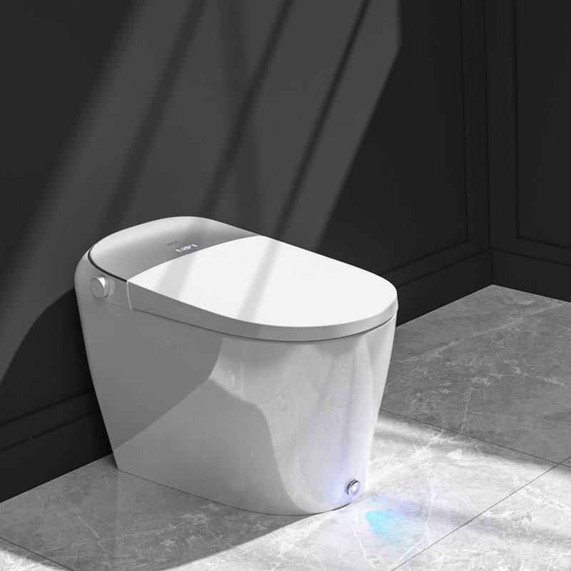 Smart Toilet Bidet,Off-seat Auto Flush,Foot Kick Flush,Warm Wash,Heated Seat,Elongated One Piece Modern Toilet