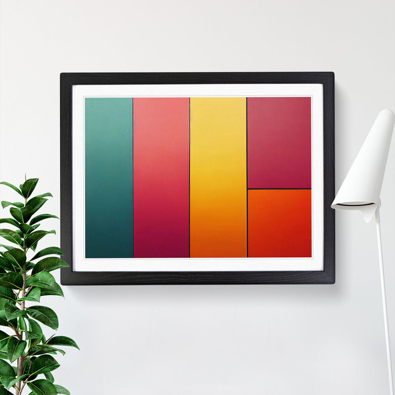 Abstract Block Colour Vol.6 - Single Picture Frame Print, 46cm H x 64cm W x 2cm D, Black