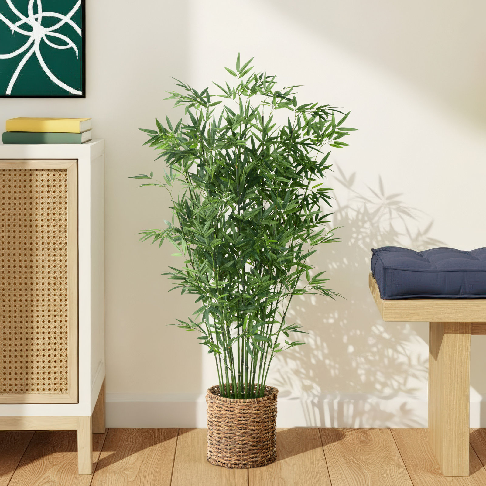 Bamboo Tree in Planter, Green, 40" H x 27" W x 27" D