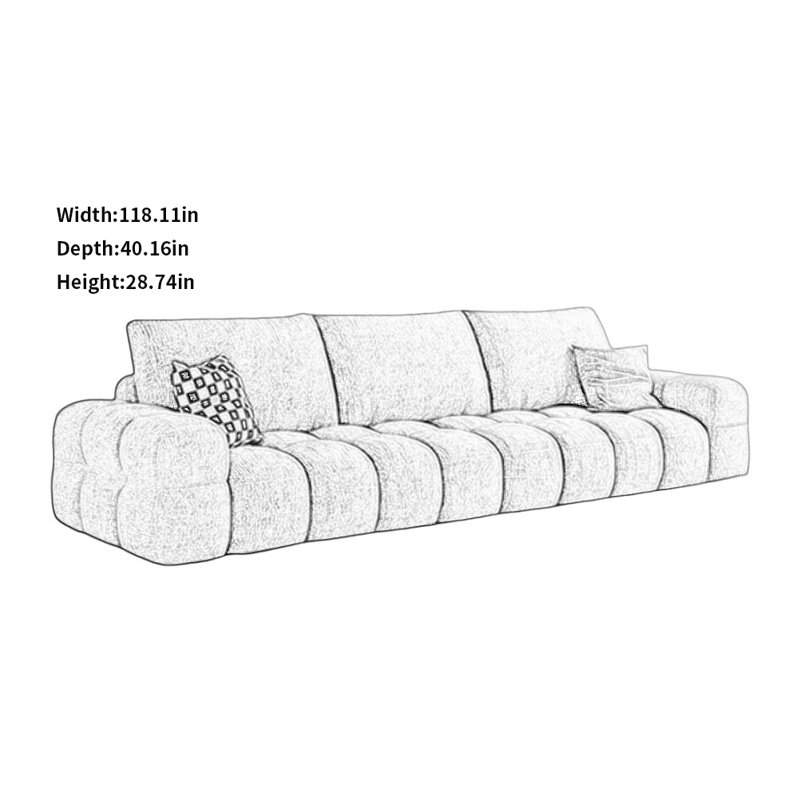 Canapé moderne minimaliste et créatif, Gris, H 28,74 po x l 118,11 po x P 40,16 po, 4